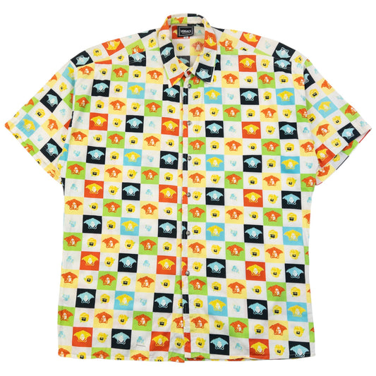 Vintage 90s Versace Jeans Couture Monogram Medusa Button Up Shirt Size L | Large, Multicolour