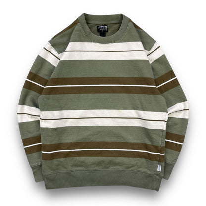 Stussy Striped Sweatshirt (L) | Default Title, Olive Green