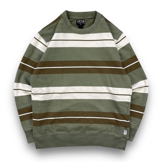 Stussy Striped Sweatshirt (L) | Default Title, Olive Green