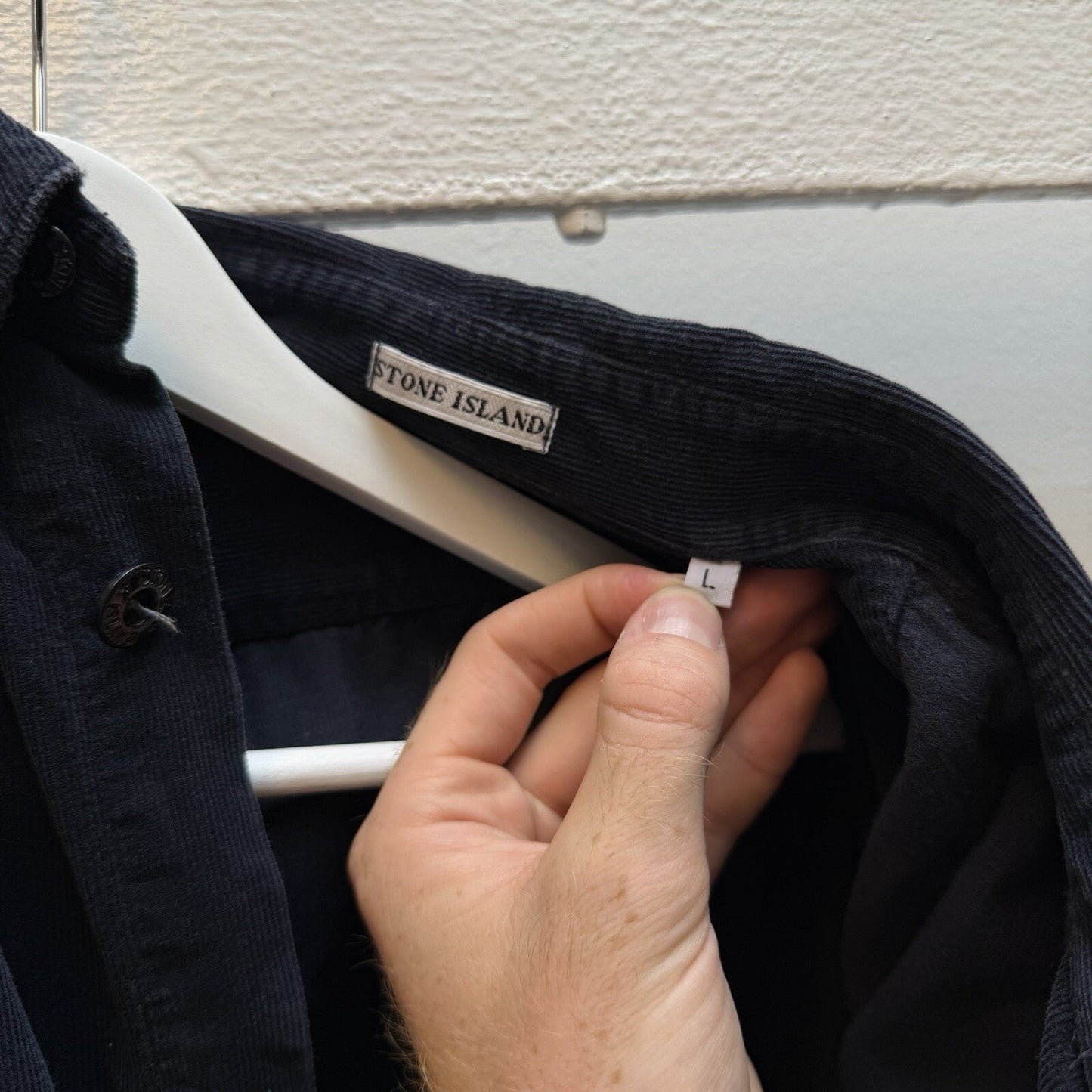 90’s Stone Island Corduroy Shirt (L) | Large, Blue