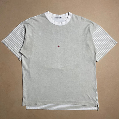 S/S 1986 Stone Grey Marina Spell Out Box Logo T-shirt
