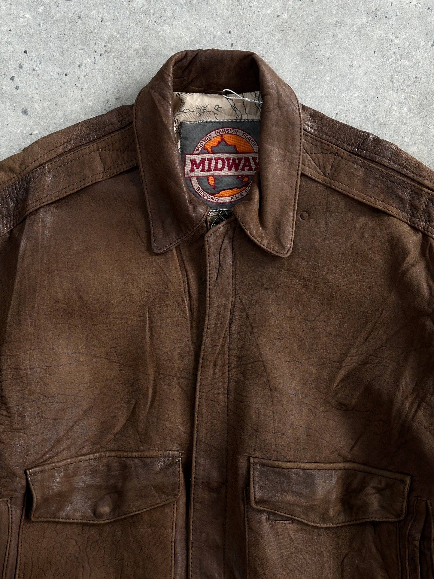 Vintage 90s Leather Bomber Jacket - M/L