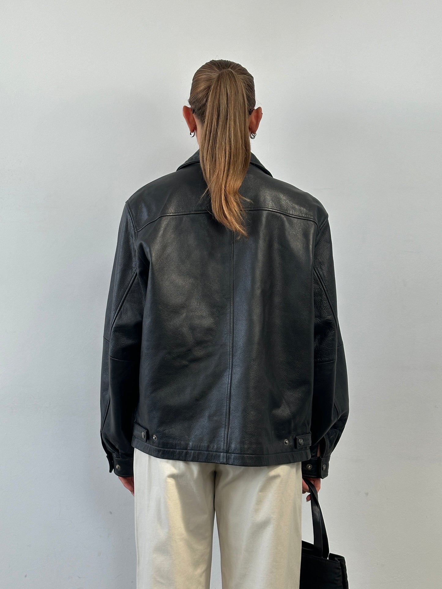 Vintage Minimal Leather Jacket - L