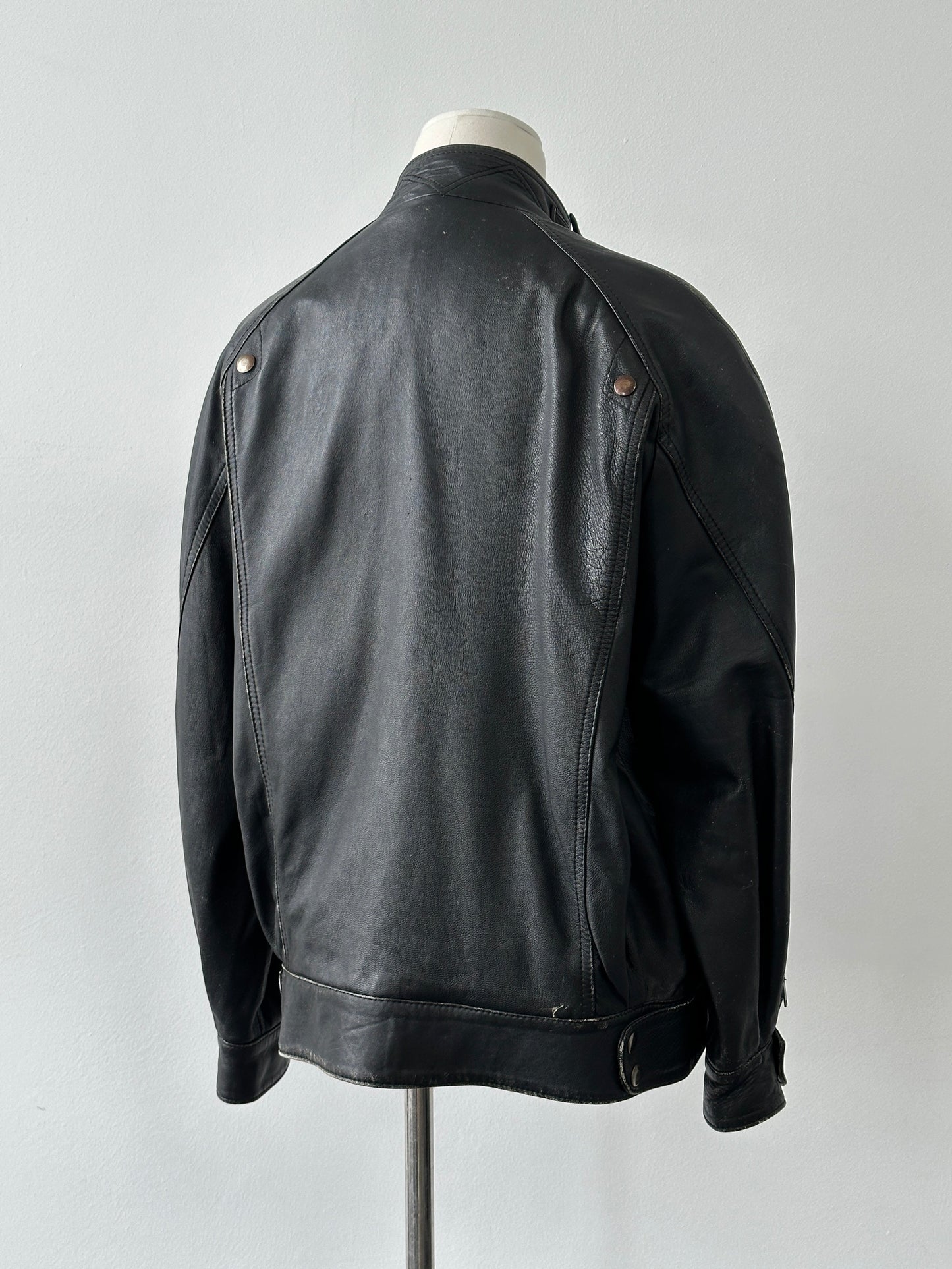 Vintage 1990s Double Breasted Leather Jacket - M