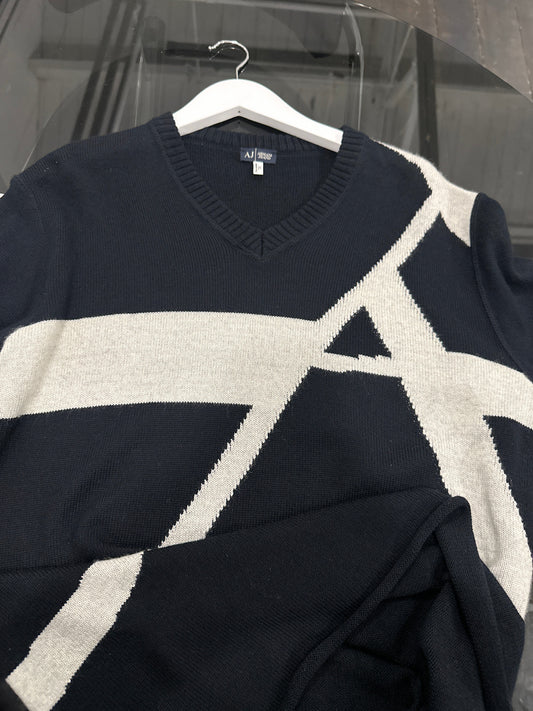 Armani Jeans Virgin Wool Knitted Logo Jumper - M/L