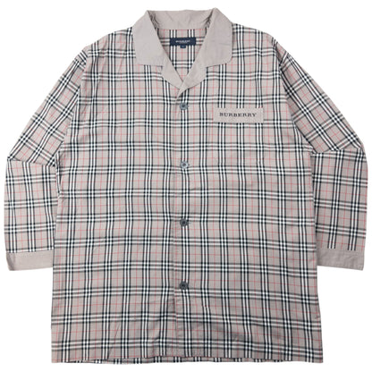 Vintage 2000s Burberry Nova Check Long Sleeve Button Up Pyjama Shirt Size L | Large, Grey