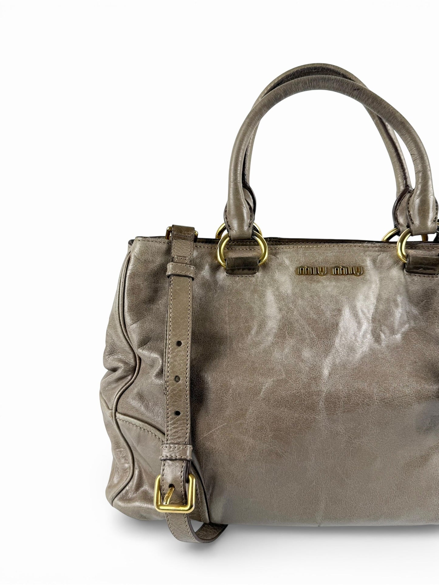 2010s Miu Miu Vitello Shine 2Way Tote Bag | O/S, Gold
