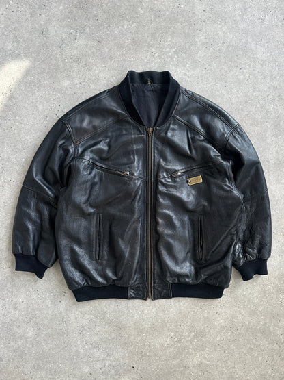 Vintage BMW 1990s Leather Bomber Jacket - XL