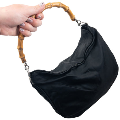 Vintage 90s Gucci Bamboo Handle Shoulder Bag | O/S, Black
