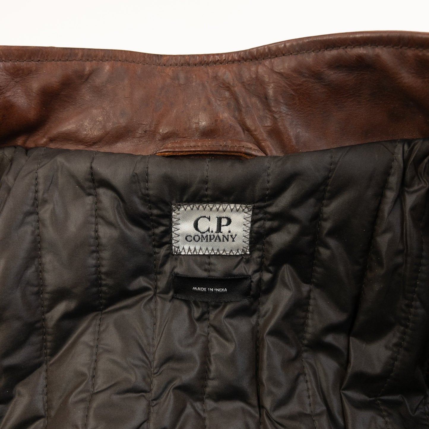 Vintage 2009 CP Company Zip Up Leather Jacket Size S | Small, Brown
