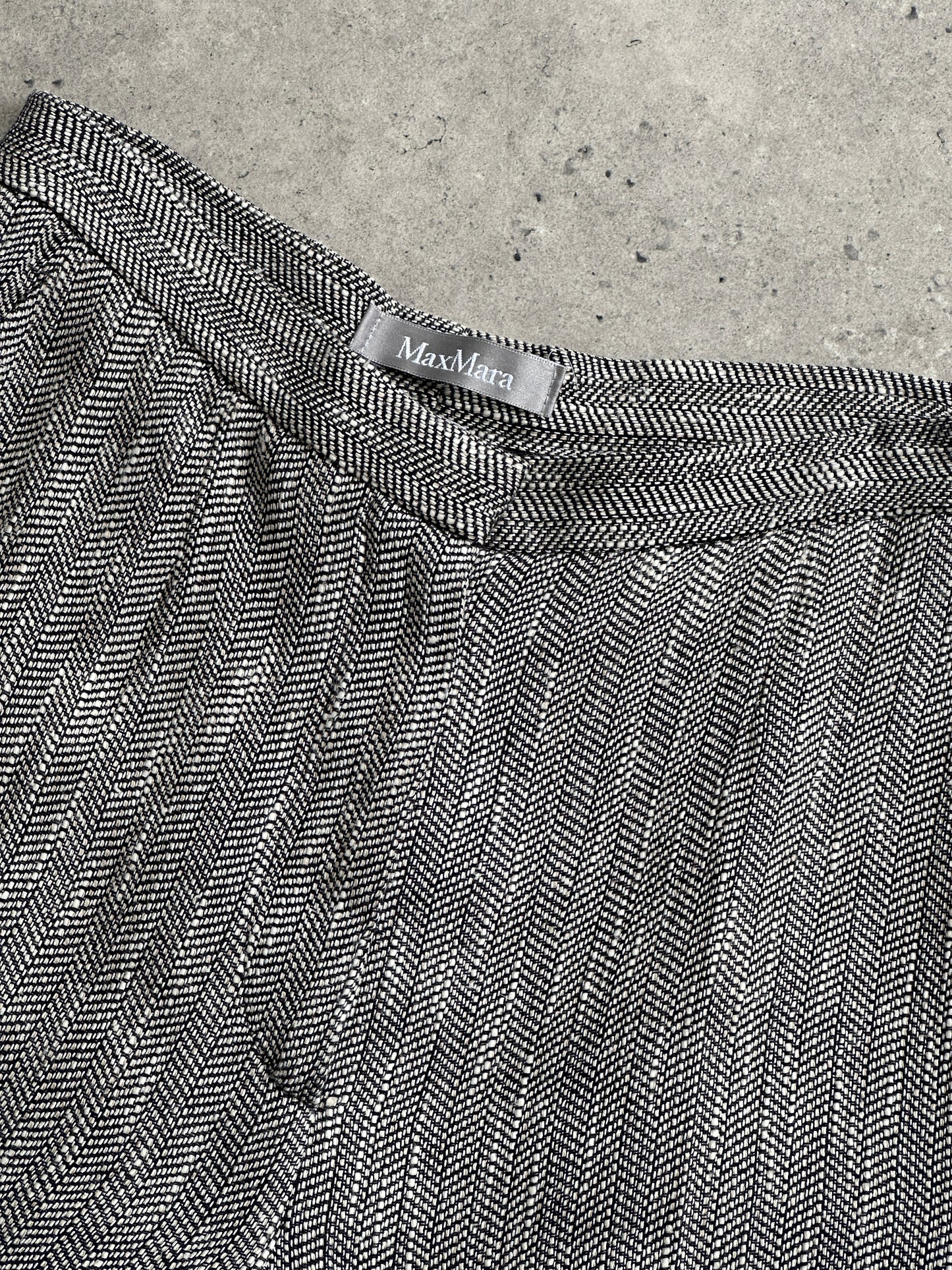 Max Mara Cotton Linen Herringbone High Waisted Trousers - W28