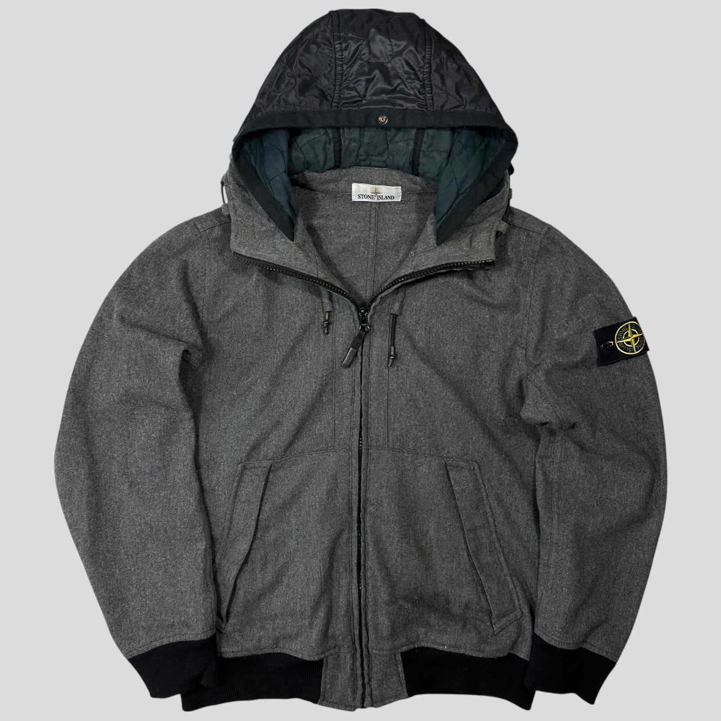 Stone Island AW14 Mélange Wool Poly Double Hood Jacket - L | Default Title, Grey