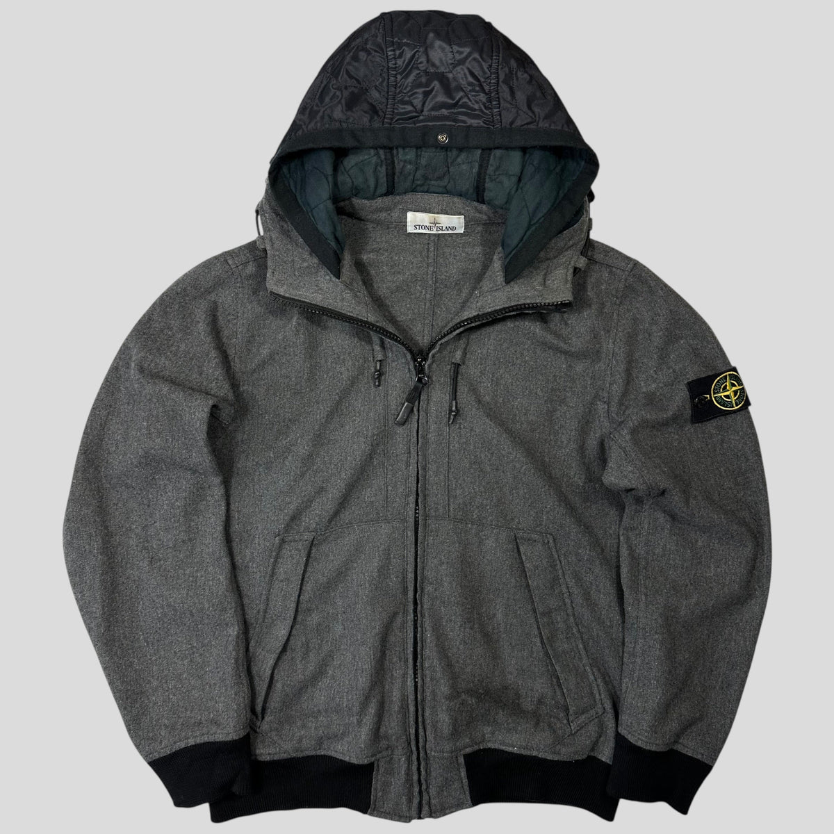 Stone Island AW14 Mélange Wool Poly Double Hood Jacket - L | Grey
