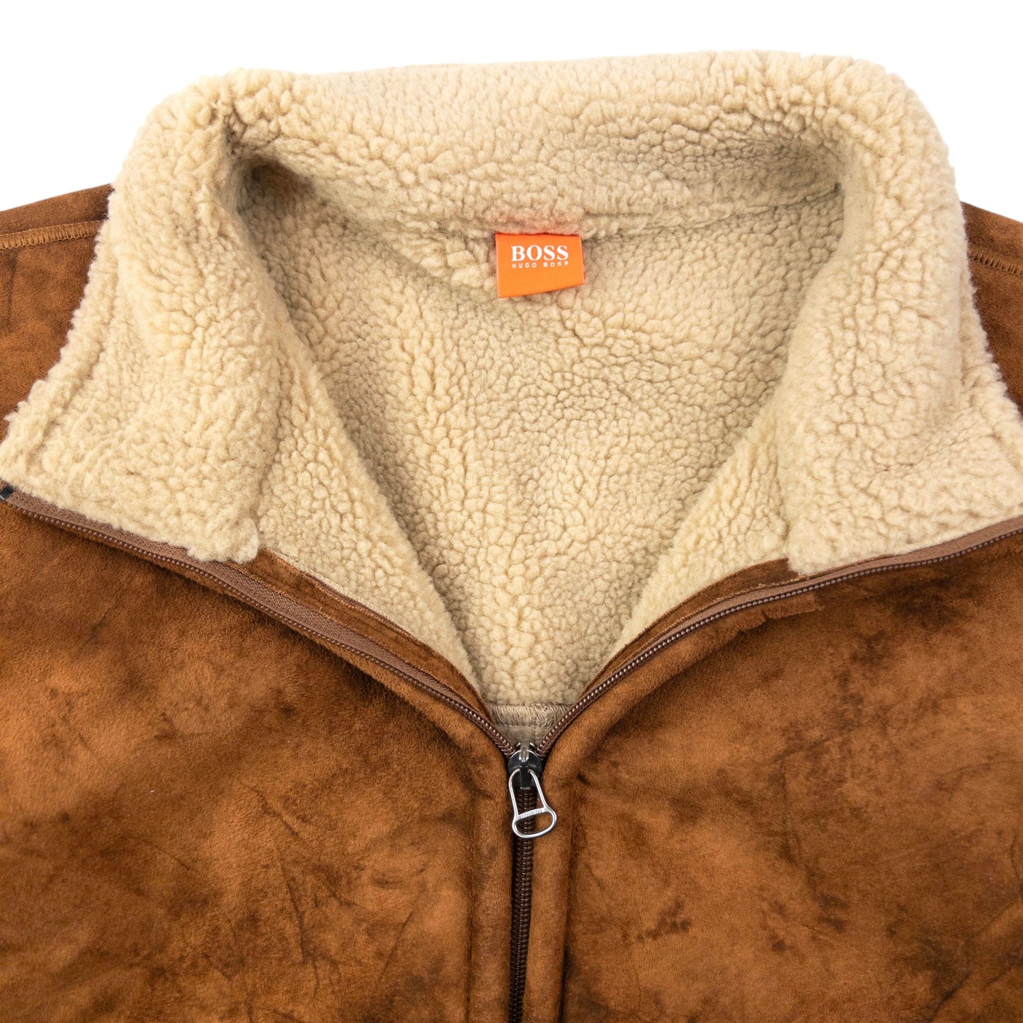 Vintage 90s Hugo Boss Fleece Lined Suede Jacket Size XL | XL, Brown