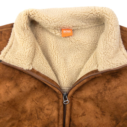 Vintage 90s Hugo Boss Fleece Lined Suede Jacket Size XL | XL, Brown