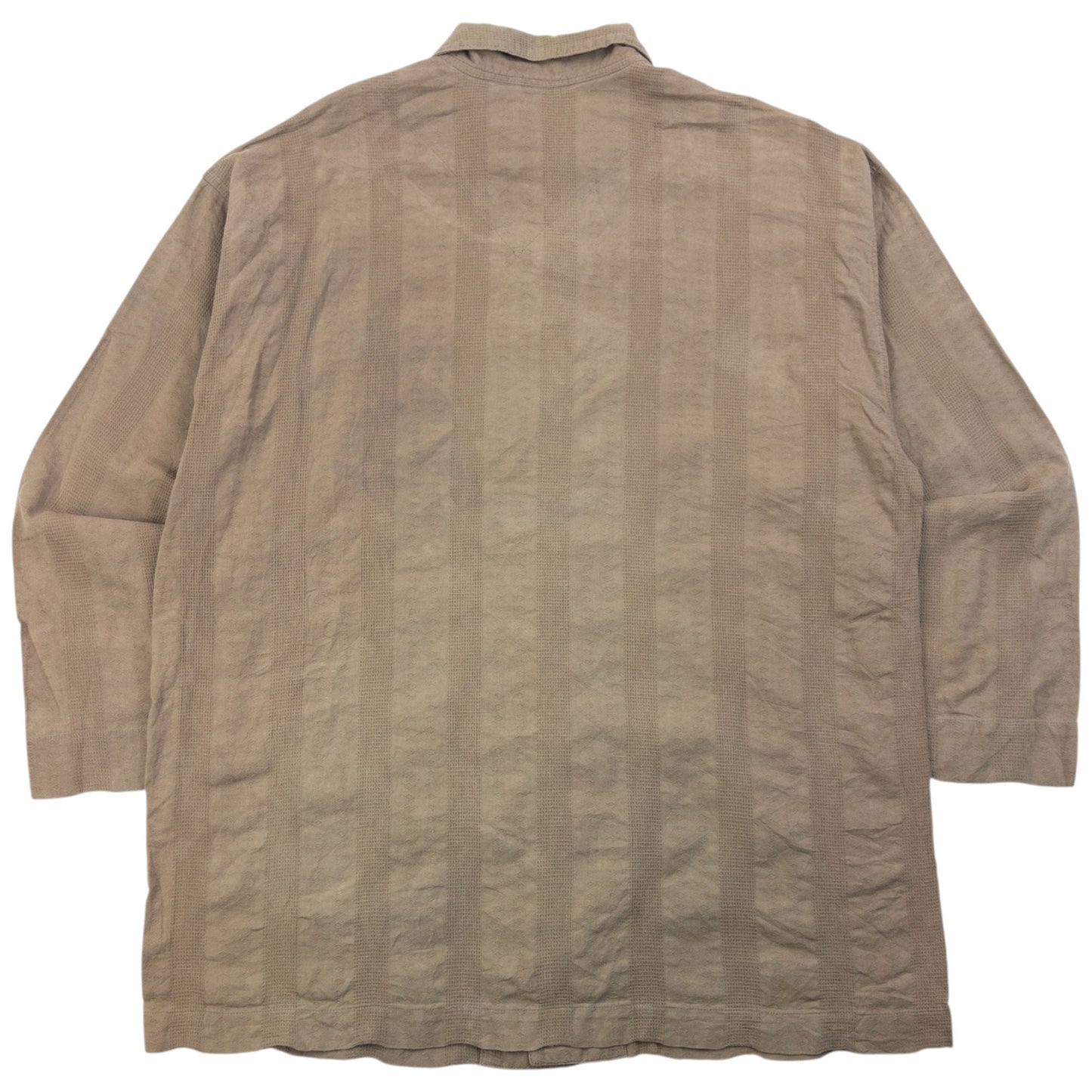 Vintage 90s Issey Miyake Striped Long Sleeve Button Up Shirt Size M | Medium, Beige