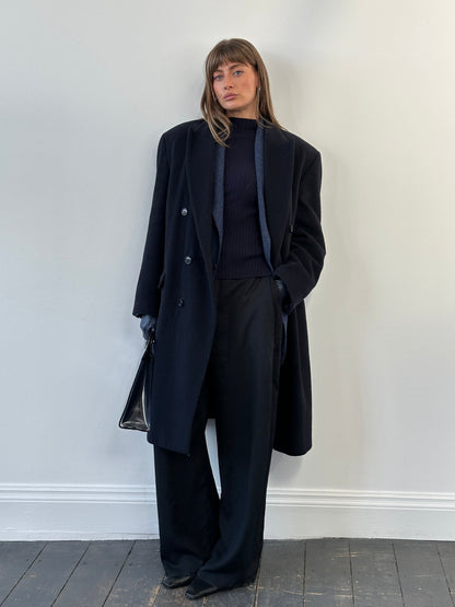 British Vintage 1990s Savoy Taylors Guild Wool Cashmere Coat - XL/XXL