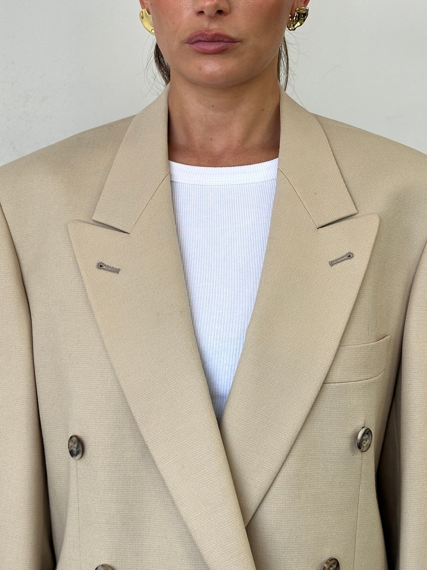 Vintage Wool Double Breasted Blazer - 40R/L