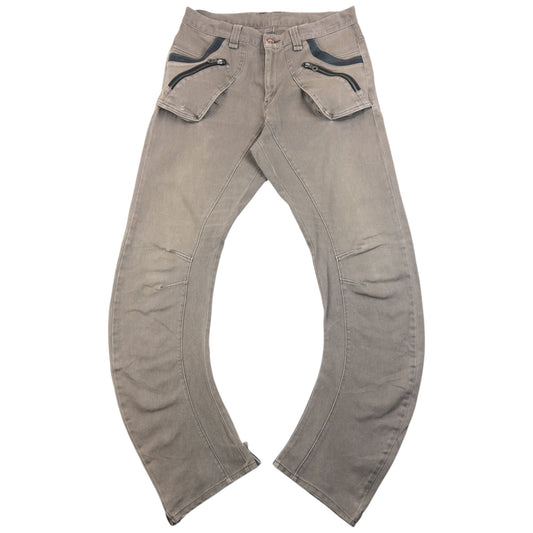 Vintage 2000s PPFM Curved Stacked Leg Denim Jeans Size W33 | W33, Beige