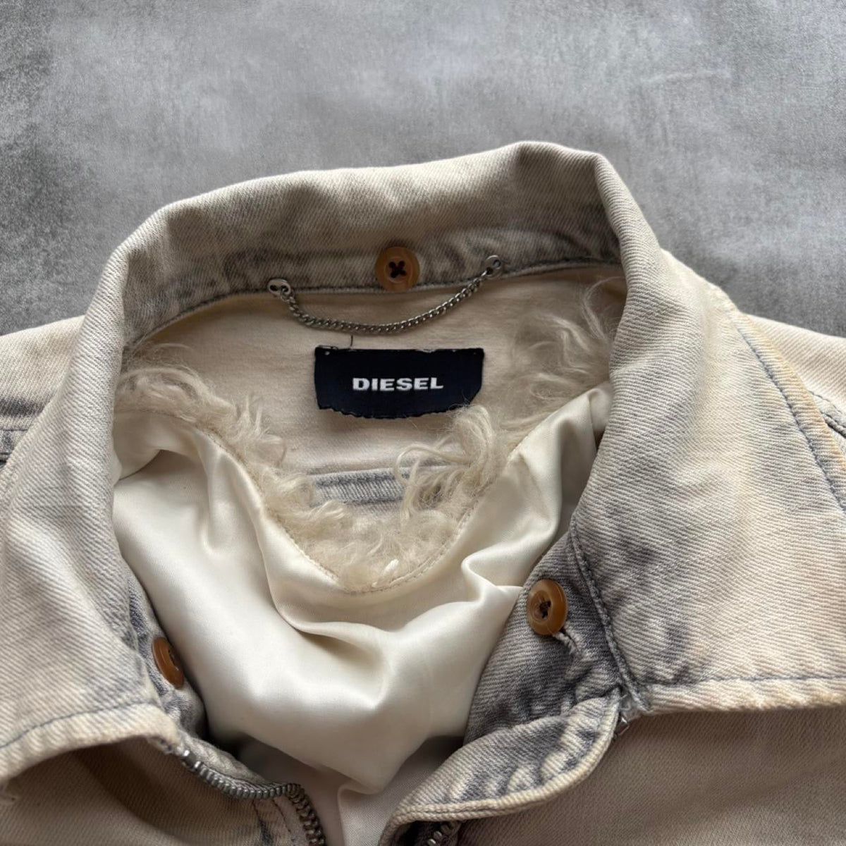 DIESEL DENIM FUR GILET | O/S, Sage