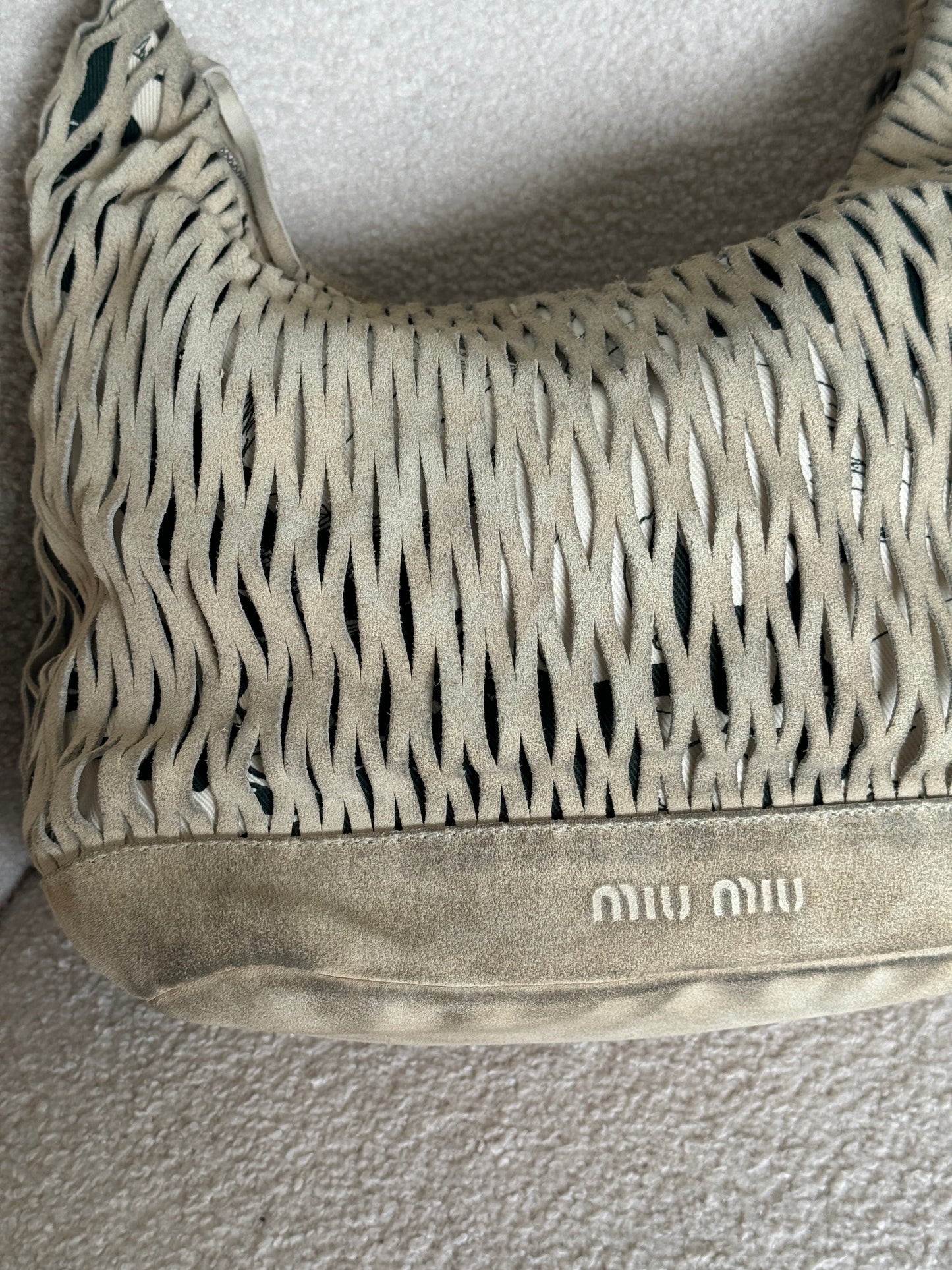 90s Miu Miu Suede Lattice Hobo Bag | O/S, Multicoloured
