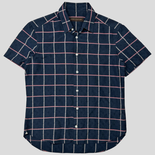 Louis Vuitton Monogram Plaid Checkered Silk Shirt - S | Small, Blue