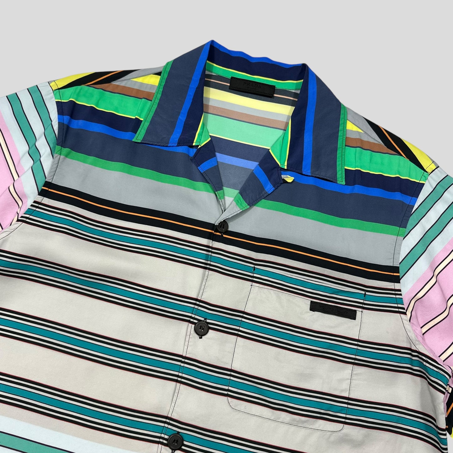 Prada 2018 Striped Rayon Cuban Shirt  - M