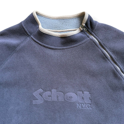 2000's Schott Asymmetric Zip Fleece Sweatshirt (L) | Large, Red
