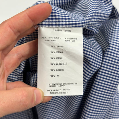 Prada Sport 2007 Gingham Plaid White Logo Shirt - S