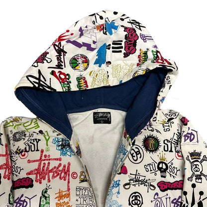 Stüssy multi logo hoodie in white ( L )