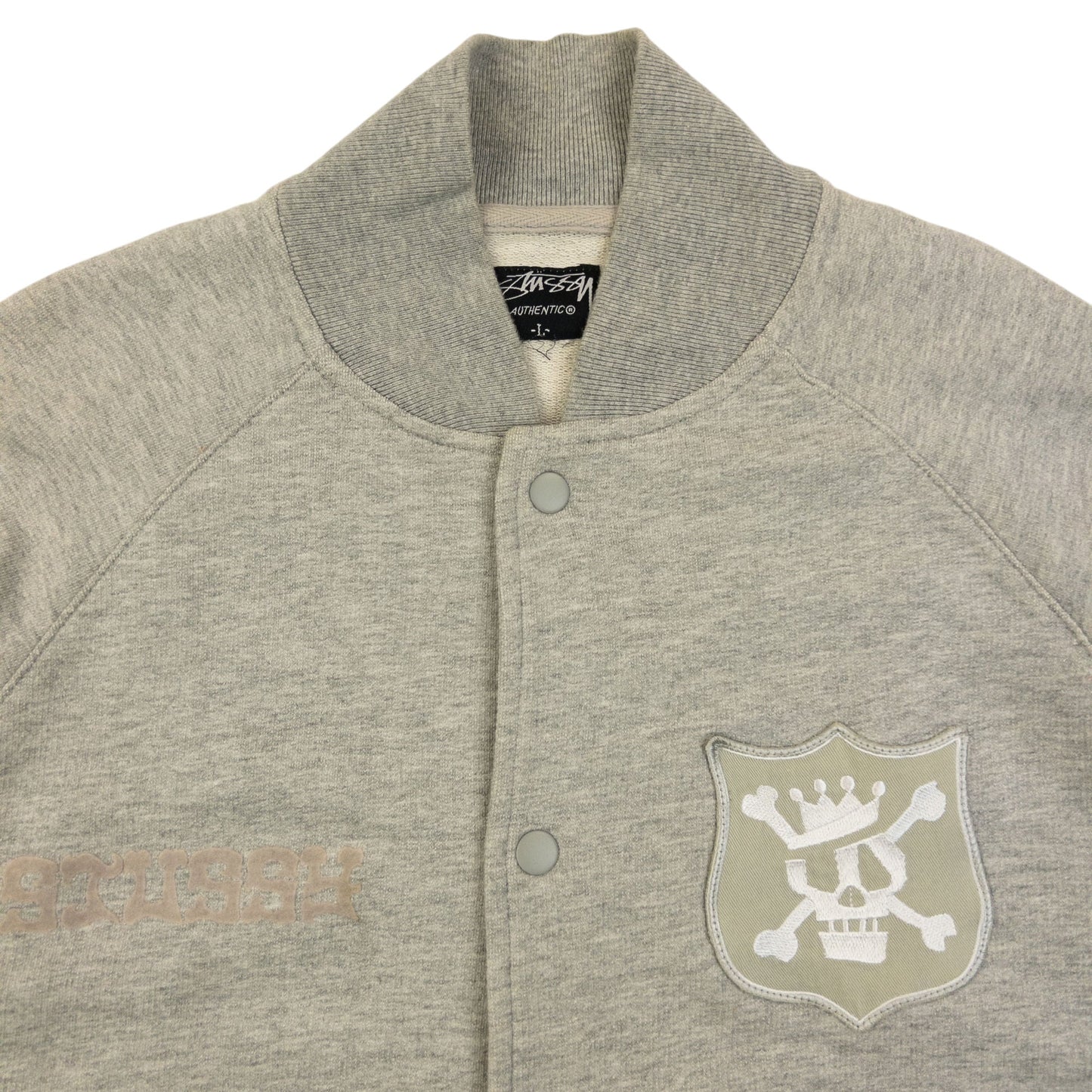 Vintage 2000s Stussy Varsity Button Up Jacket Size M | Medium, Grey