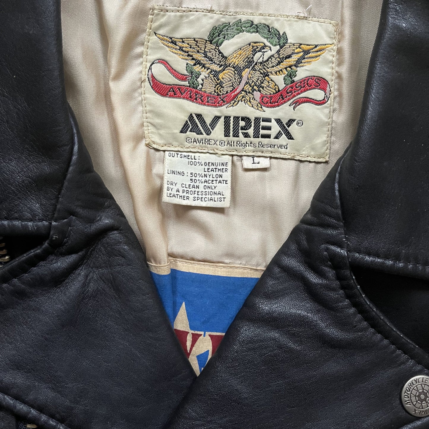 Avirex Leather Biker Jacket - L