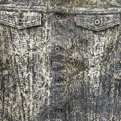 Boro Sashiko Distressed Denim Trucker Jacket - L