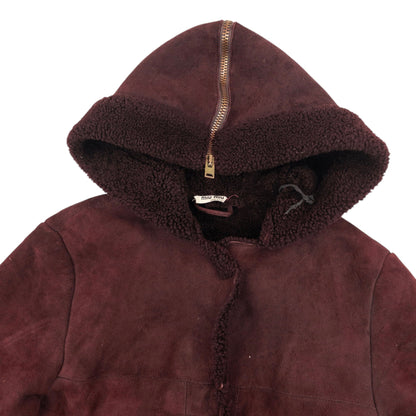 Vintage 2000s Miu Miu Longline Shearling Jacket Womens Size XL | XL, Brown