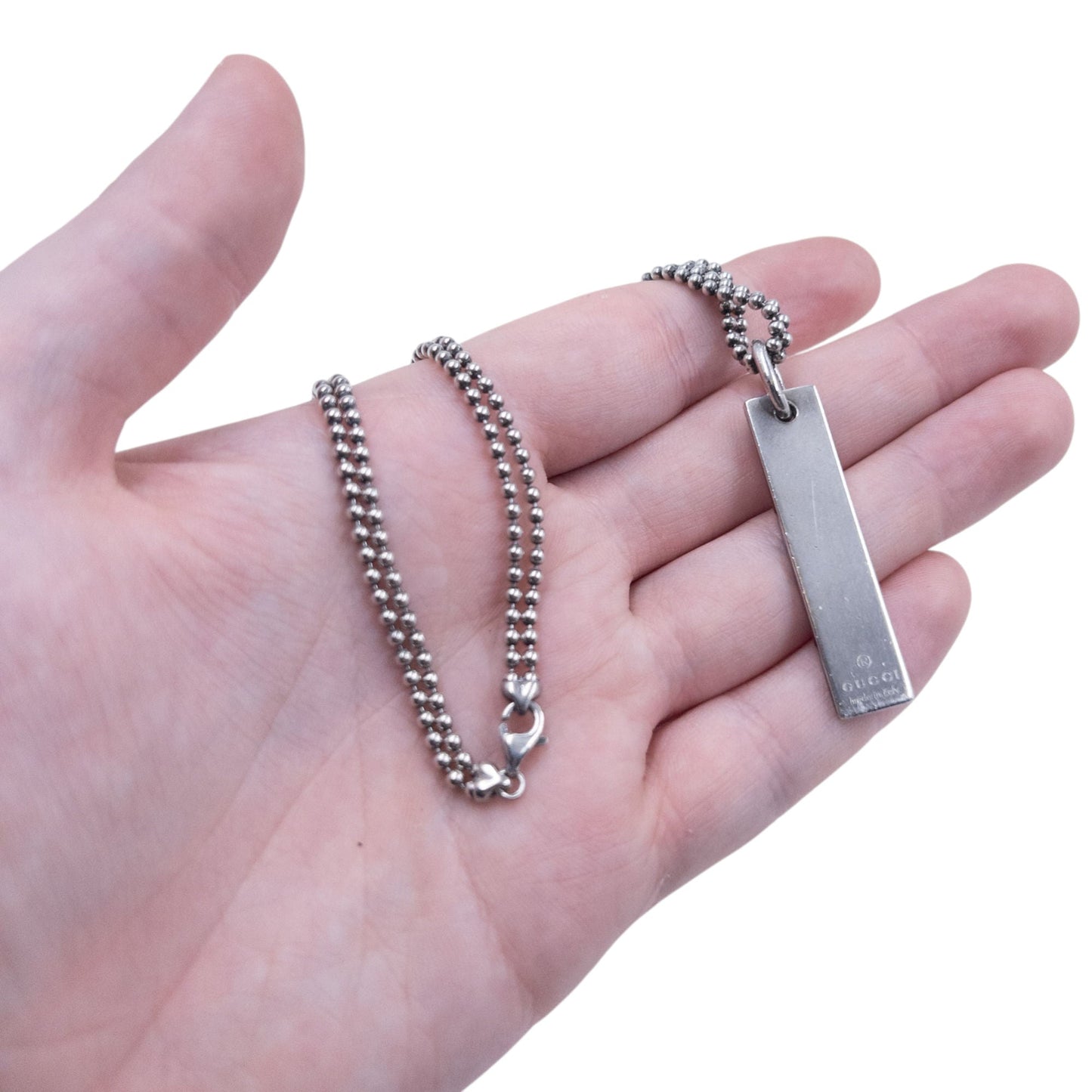 Vintage Gucci Silver Pendent Double-Chain Necklace | O/S, Grey