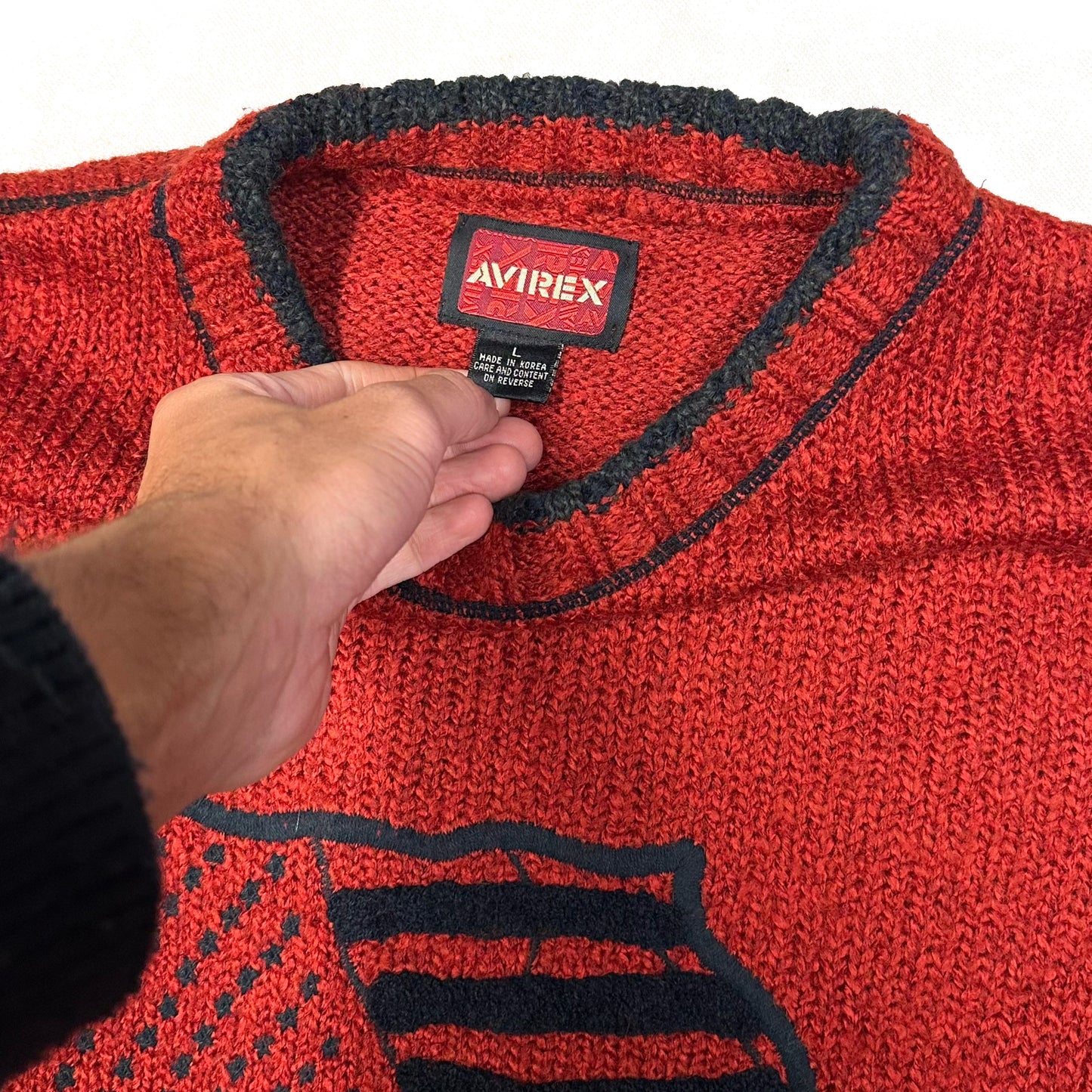 Avirex Spellout Knitted Sweatshirt In Red (XL) | Avirex, Red