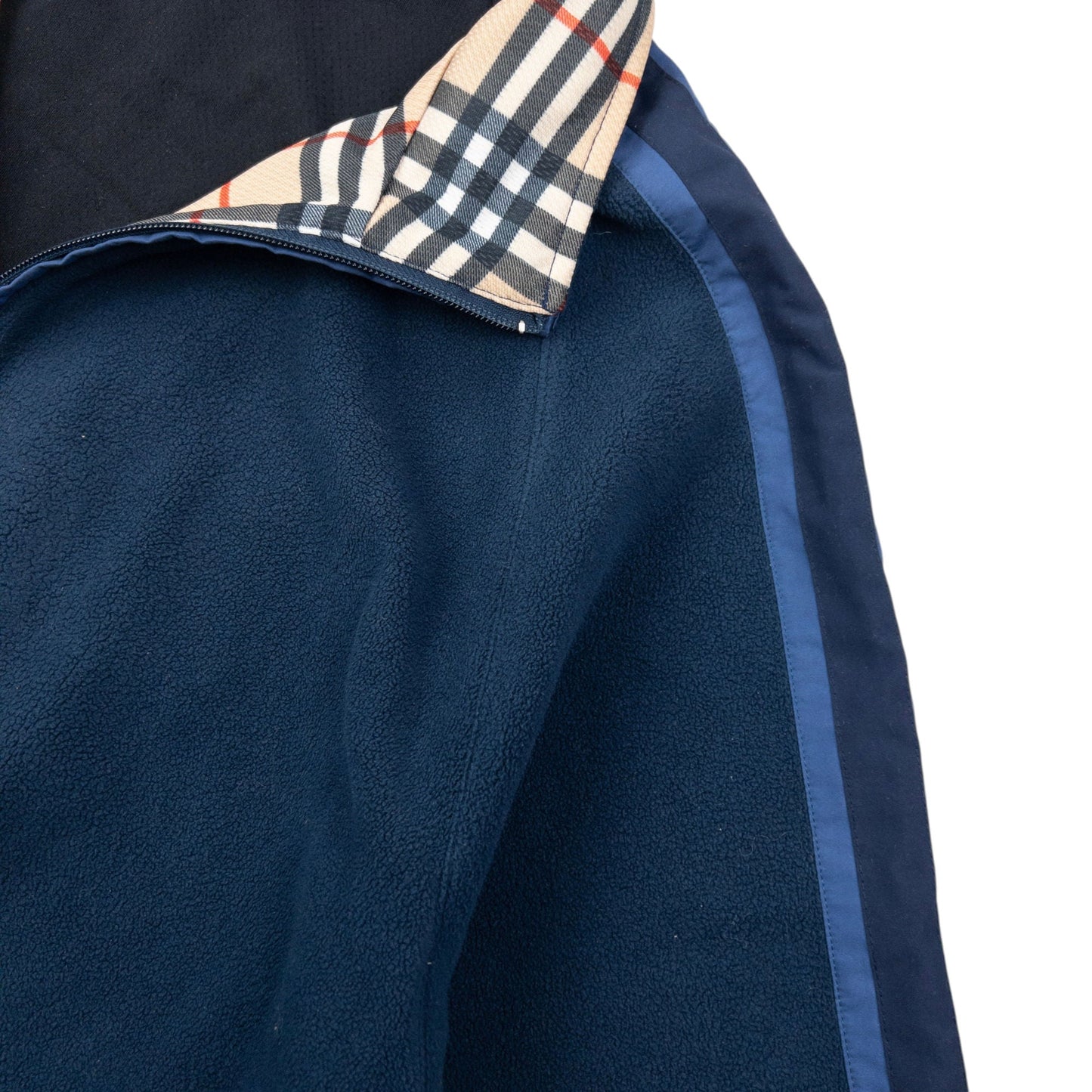 Vintage 2000s Burberry Nova Check Collar Q Zip Fleece Sweatshirt Size L | Large, Blue