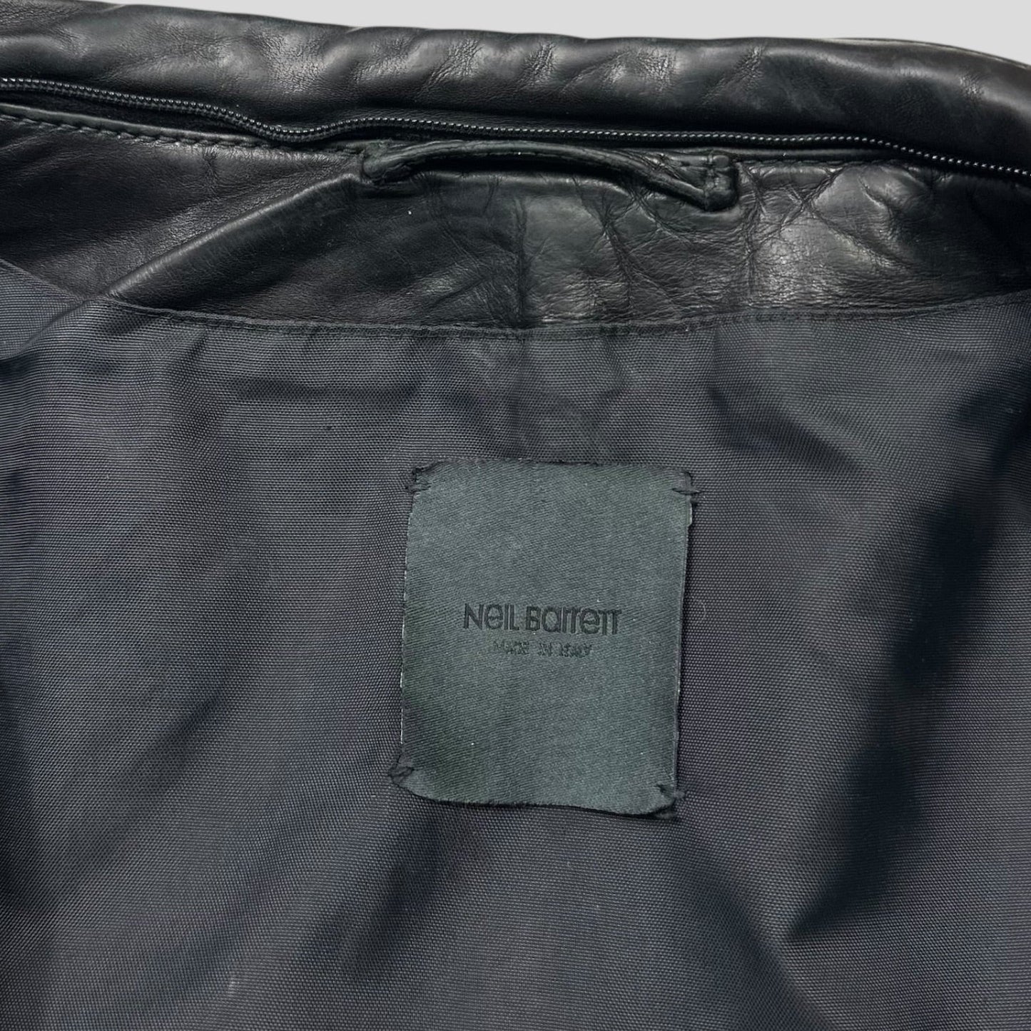 Neil Barrett 00’s Textured Padded Leather Moto Jacket - L