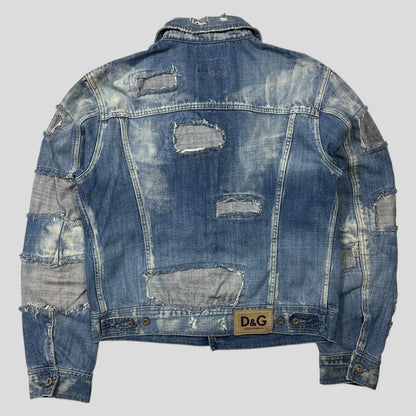 D&G AW04 Distressed Reconstructed Denim Boxy Jacket - L (M)