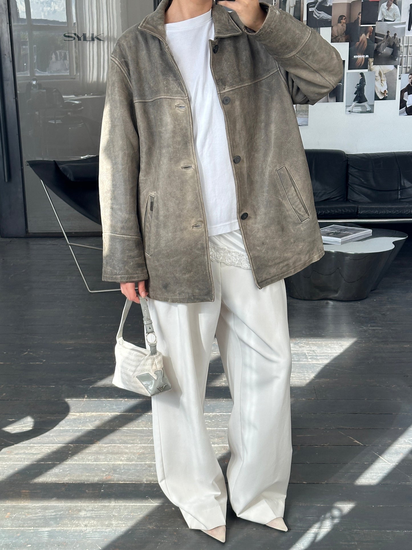 Italian Vintage 1990s Aged Leather Jacket - XL