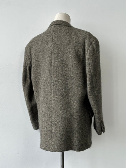 Christian Dior 1990s brushed wool blazer, single-breasted, in black, with notch lapel and tailored fit, size S-M.