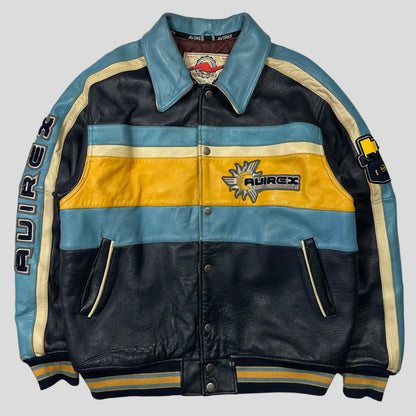 Avirex 90’s NYC Exciting Hoops Quilted Leather Varsity Jacket - XL | Default Title, Multicoloured