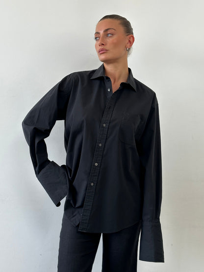 Yves Saint Laurent Pour Homme 2000s Cotton Logo Dress Shirt - L/XL