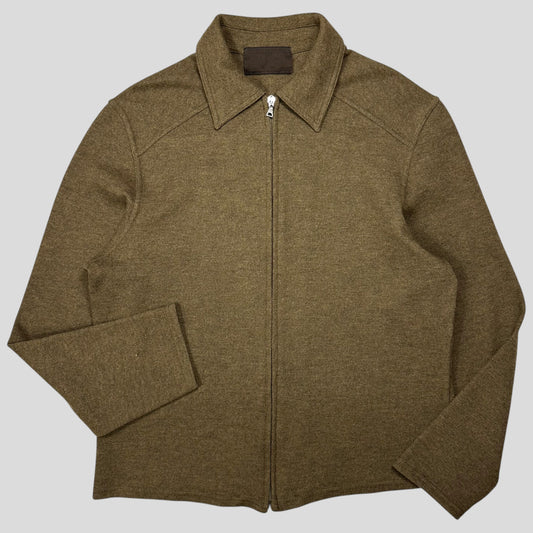 Prada Milano FW98 Heather Green Wool Zip-up Work Jacket - M | Default Title, Green