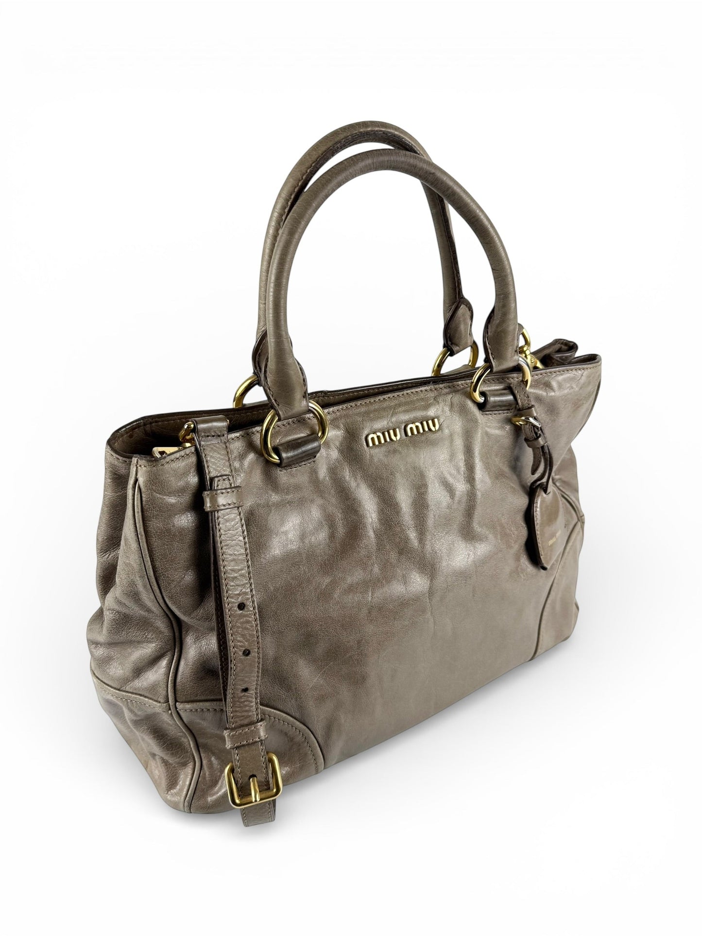 2010s Miu Miu Vitello Shine 2Way Tote Bag | O/S, Gold