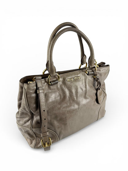 2010s Miu Miu Vitello Shine 2Way Tote Bag | O/S, Gold