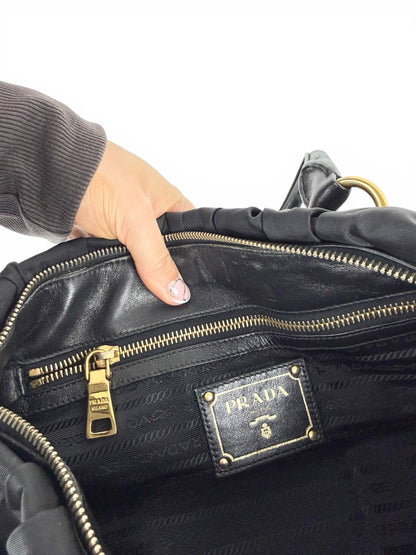 2010s Prada Nylon Tessuto Gaufre Black Handbag | O/S, Black
