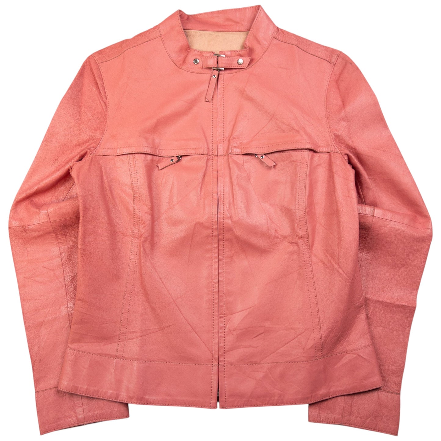 Vintage Burberry Blue Label Zip Up Leather Jacket Womens Size S