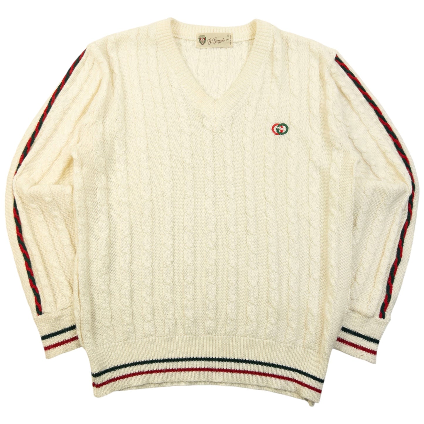 Vintage 80s Gucci Cable Knit Jumper Womens Size M | Medium, Multicoloured
