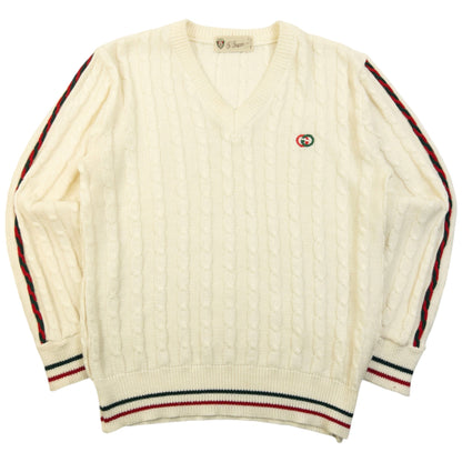 Vintage 80s Gucci Cable Knit Jumper Womens Size M | Medium, Multicoloured